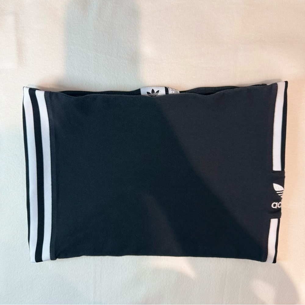 Adidas Originals Black Strapless Tube Top with 3-Stripe Logo